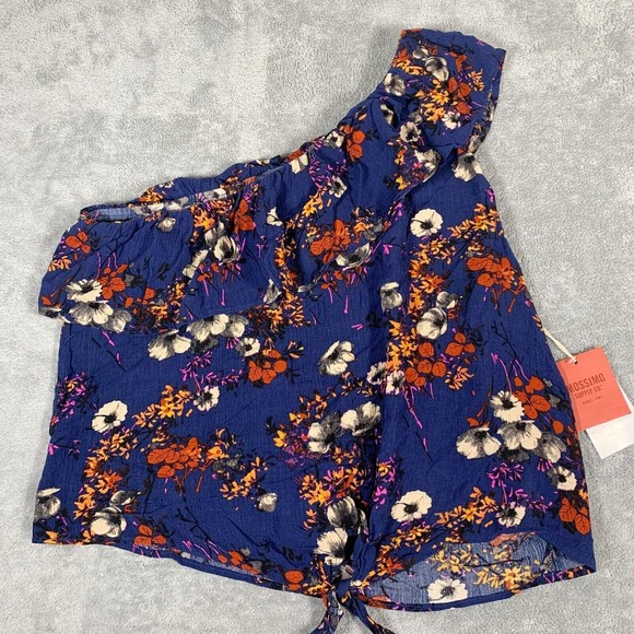 Mossimo Supply Co. NWT Floral Ruffle One Shoulder Blouse Size Large Women’s - Picture 3 of 9